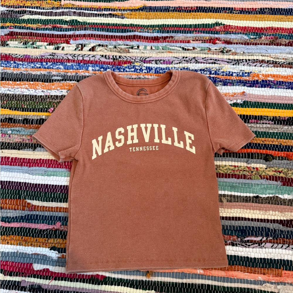 Brown and Orange Short Sleeve Tee with Nashville Print